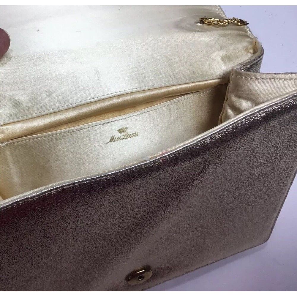 Vintage Miss Lewis‎ gold purse Handbag clutch shoulder bag gold chain Strap - Picture 5 of 9